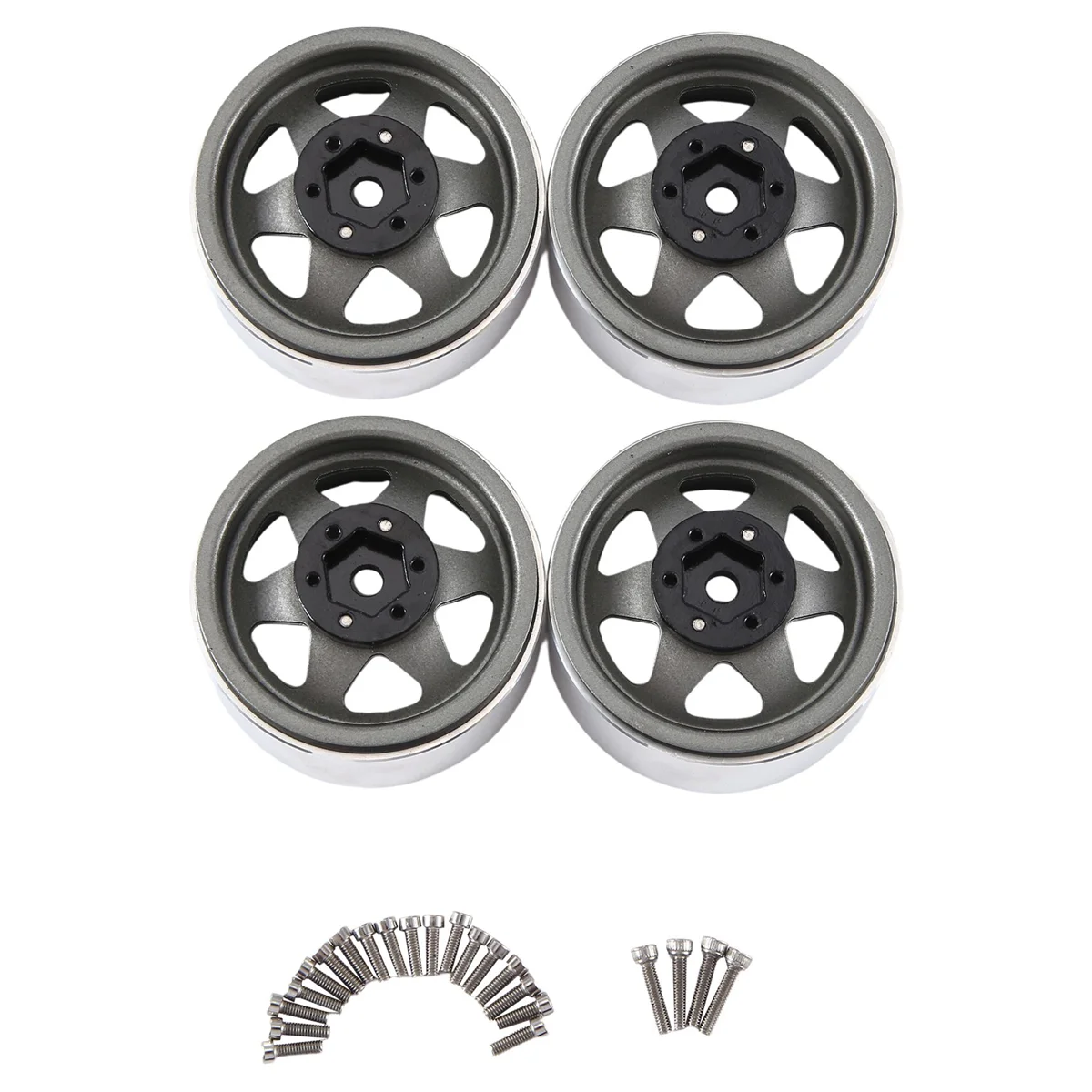 Cerchio Mozzo Ruota Per 1/10 Rc Crawler Axial Traxxas Trx4 Rc4Wd D90, Grigio