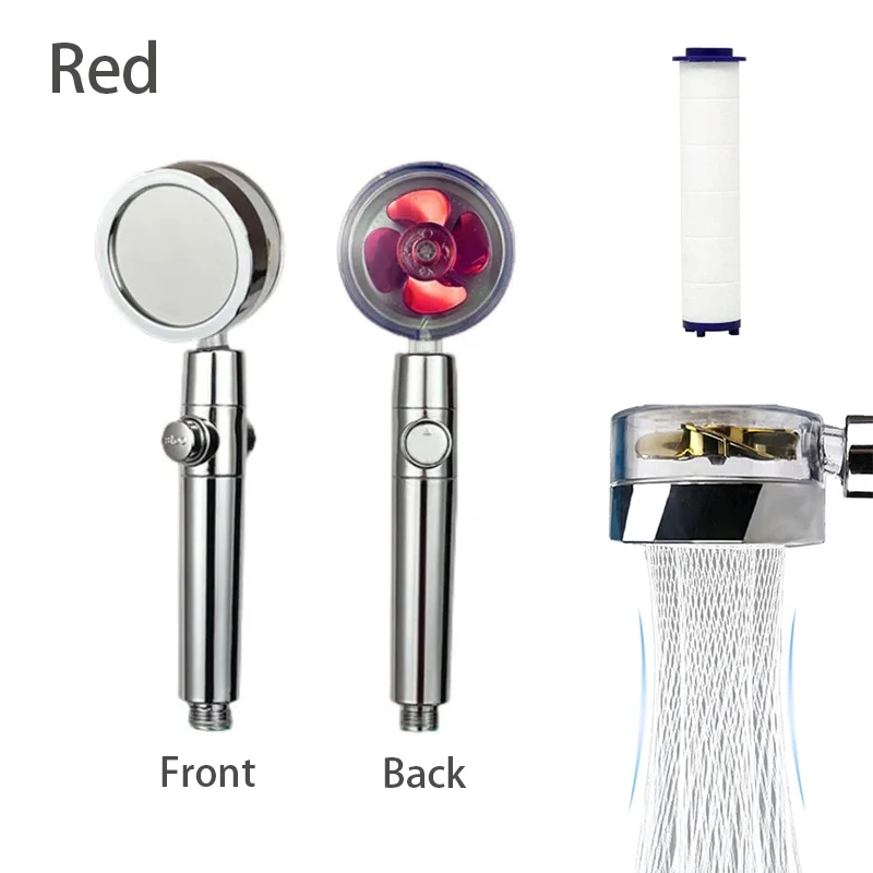 High Pressure Rotating Turbo Fan Water-Saving Adjustable Showerhead with Filters