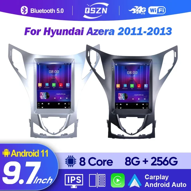 2Din Android 12 Auto Stereo Car Radio Multimedia Player For Hyundai Azera 2011 - 2013 Carplay Auto 4G GPS Tesla Style Head Unit