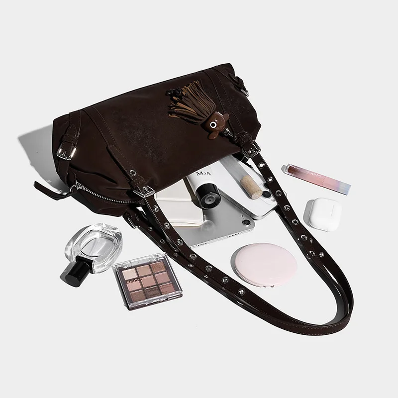 2025 New Retro Matte Leather Simple Versatile Single Shoulder Bag for Women Commuter Lazy Design Niche Handbag