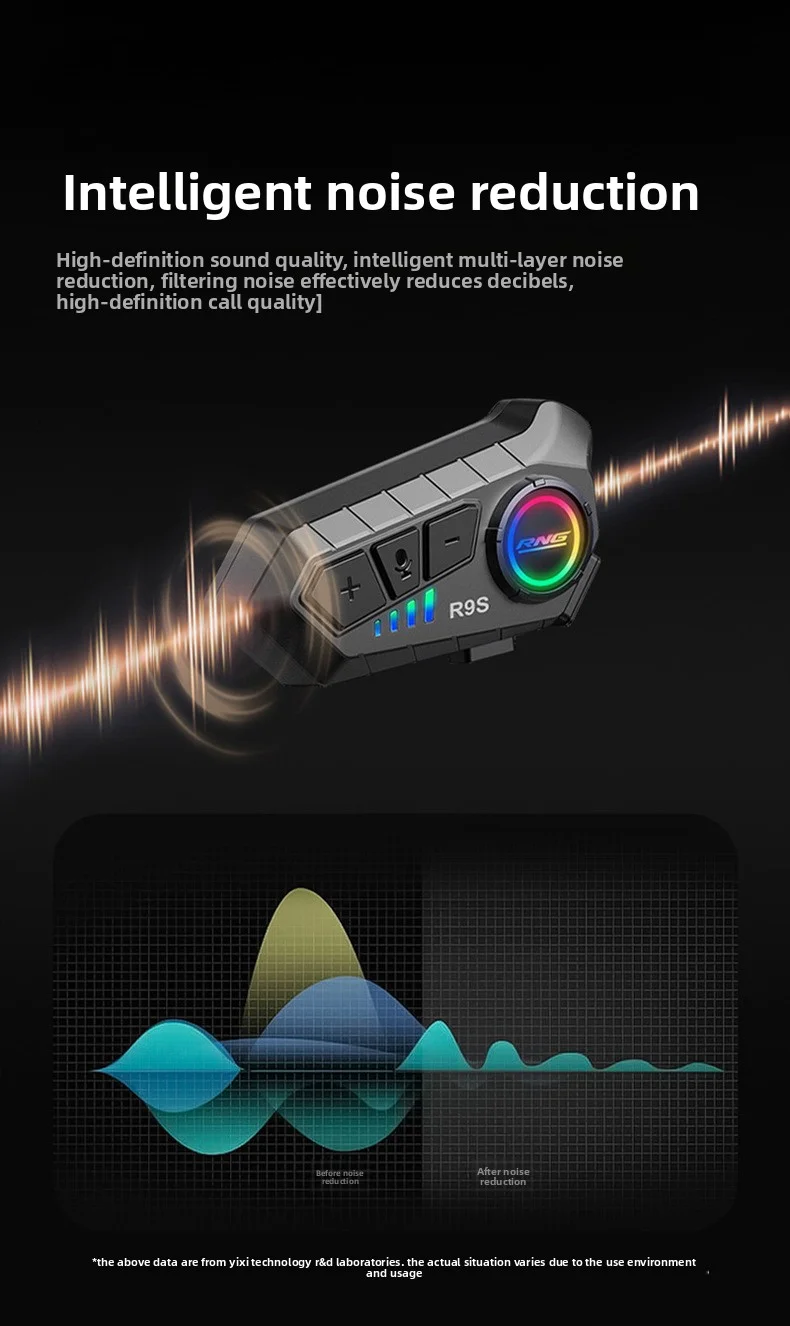 Helmet wireless Bluetooth headset with a range of 500 meters for two-way communi