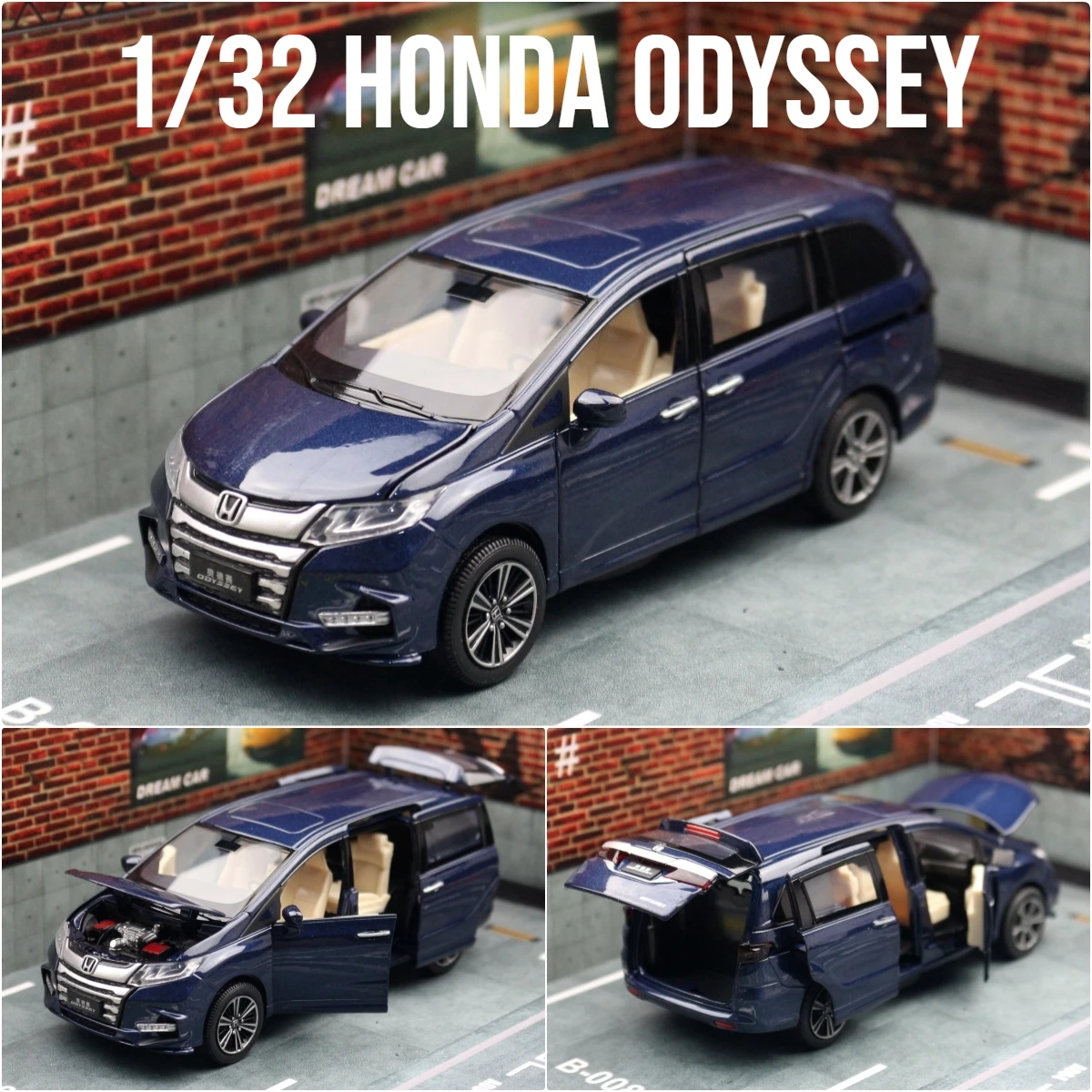 1/32 Honda Odyssey MPV Sport Toy Car Model JKM Diecast Metal