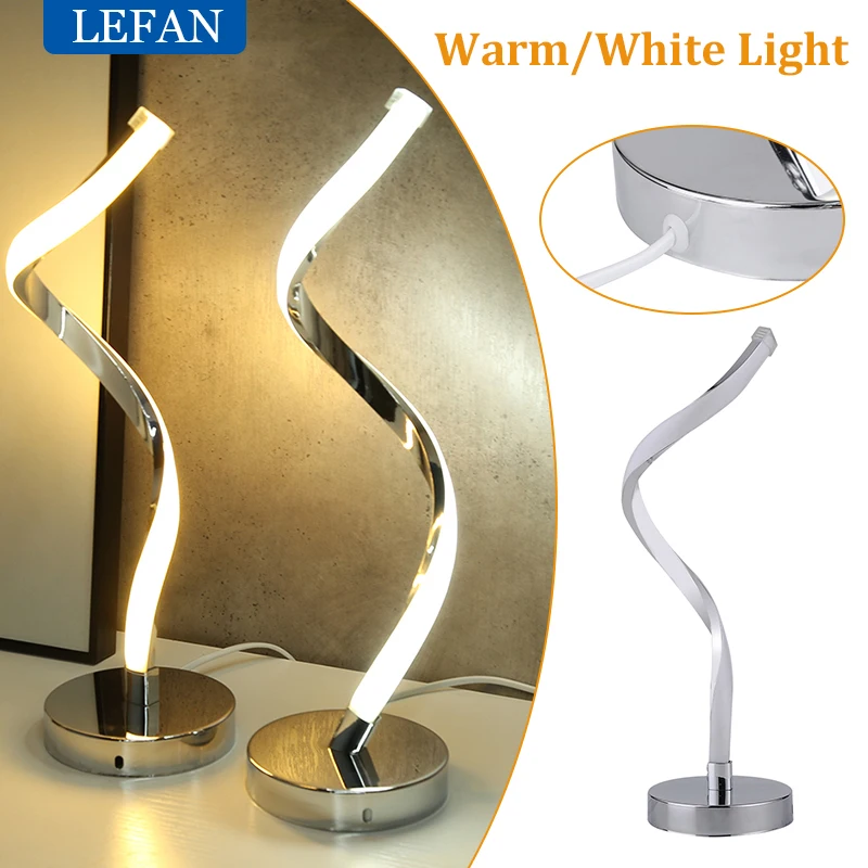 Modern LED Spiral Table Light White Warm Light Living Room Acrylic ...