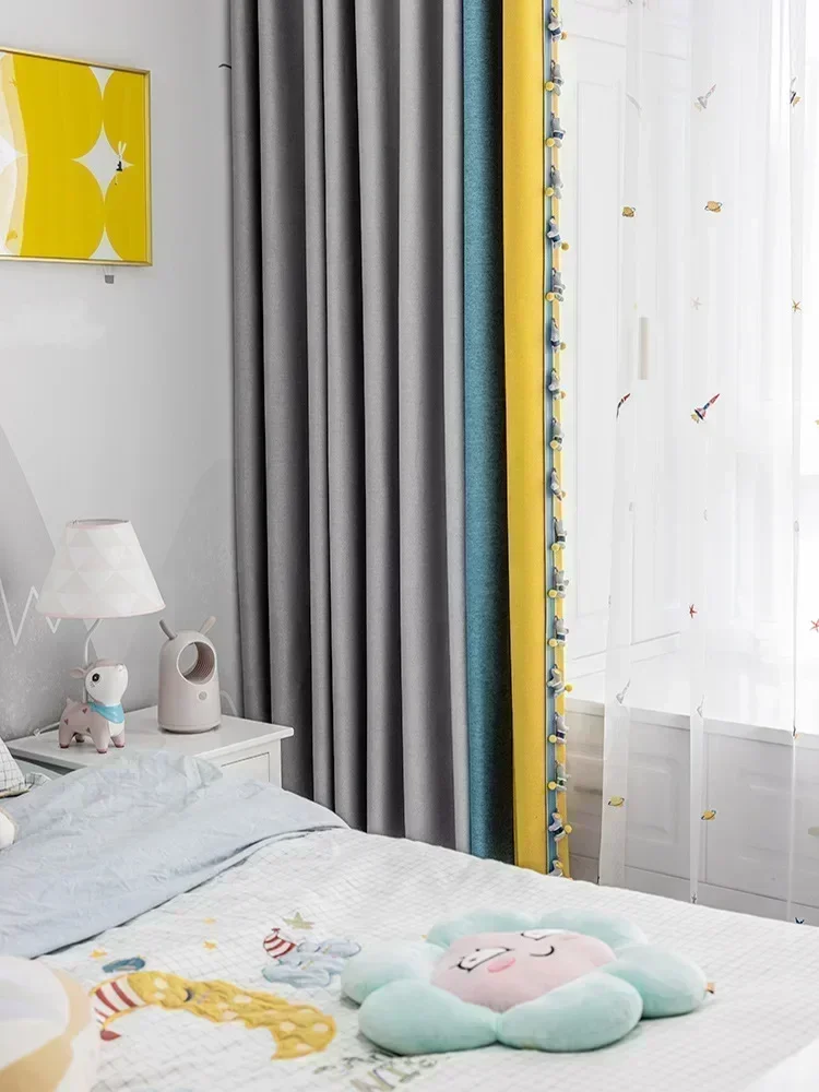 

20778-SB-двухслойные затемняющие шторы, однотонные изолированные полные затемняющие драпировки с