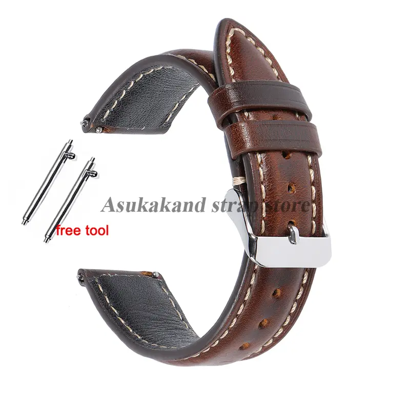 18mm 19mm 20mm 21mm 22mm Universal Vintage Oil Wax Leather Watch Straps Brown Head Layer Watch Band Men Accessories Pin Buckle - Image 9