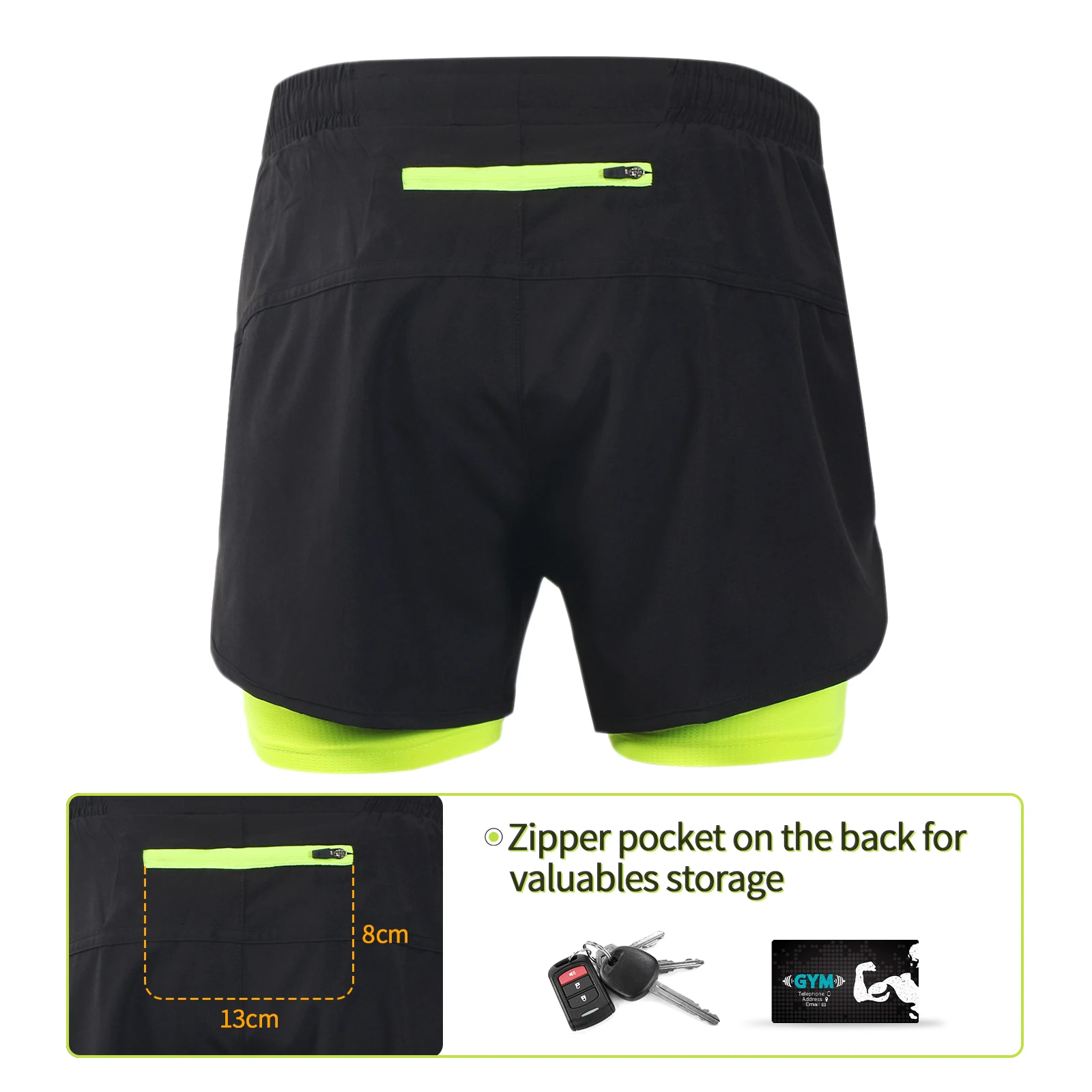 ARSUXEO Men's Running Shorts Outdoor Sports Training Exercise Jogging Gym Fitness 2 in 1 with Longer Liner Quick Dry Workout 3