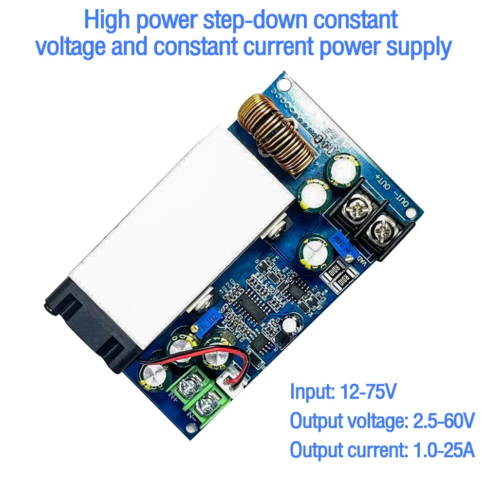 600W DC-DC 벅 모듈 12-75V 2.5-60V CC CV 조정 가능 25A 스텝다운 전원 공급 장치 모듈 전압 조정기 정전류