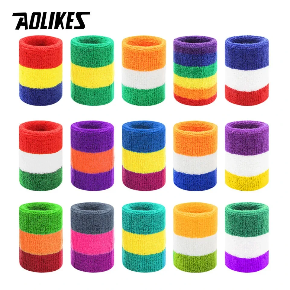 AOLIKES Wrist Sweatband Tennis Sport Wristband Volleyball Gym Elastic Wrist Brace Support Sweat Band Towel Bracelet Protector