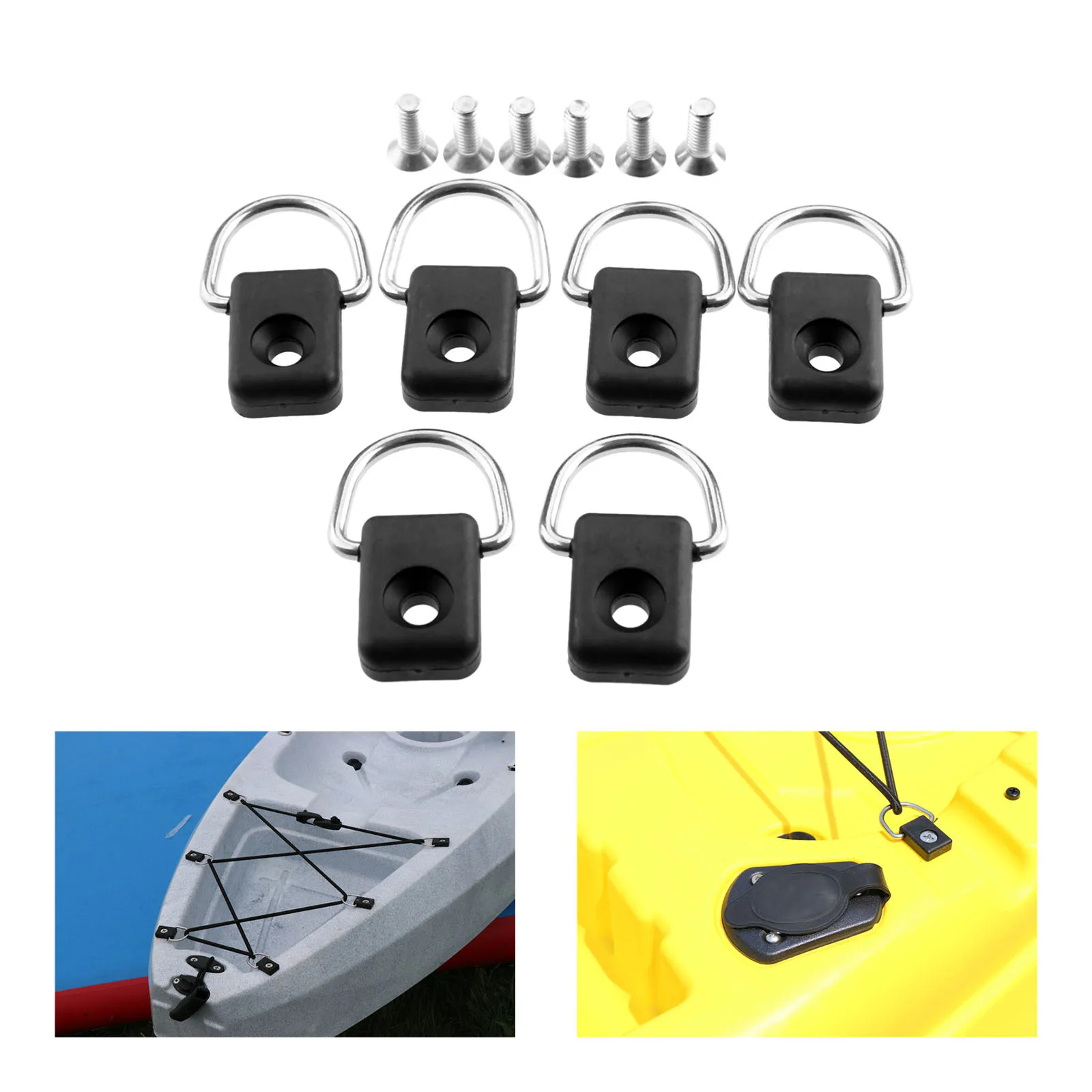 6 Pcs Nylon & Stainless Steel Kayak Boat Canoe Repair D Rings Fitting With Screw Fishing Rigging Bungee Rowing Boats Accessories