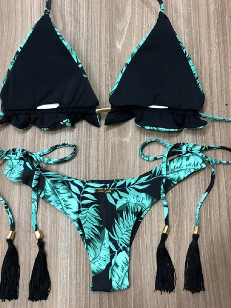 Bikinis 2021 Biquini Maillot De Bain Femme Bathing Suit Women Sexy Coconut tree Print Swimsuit Swimwear Bikini Push Up K06-K07