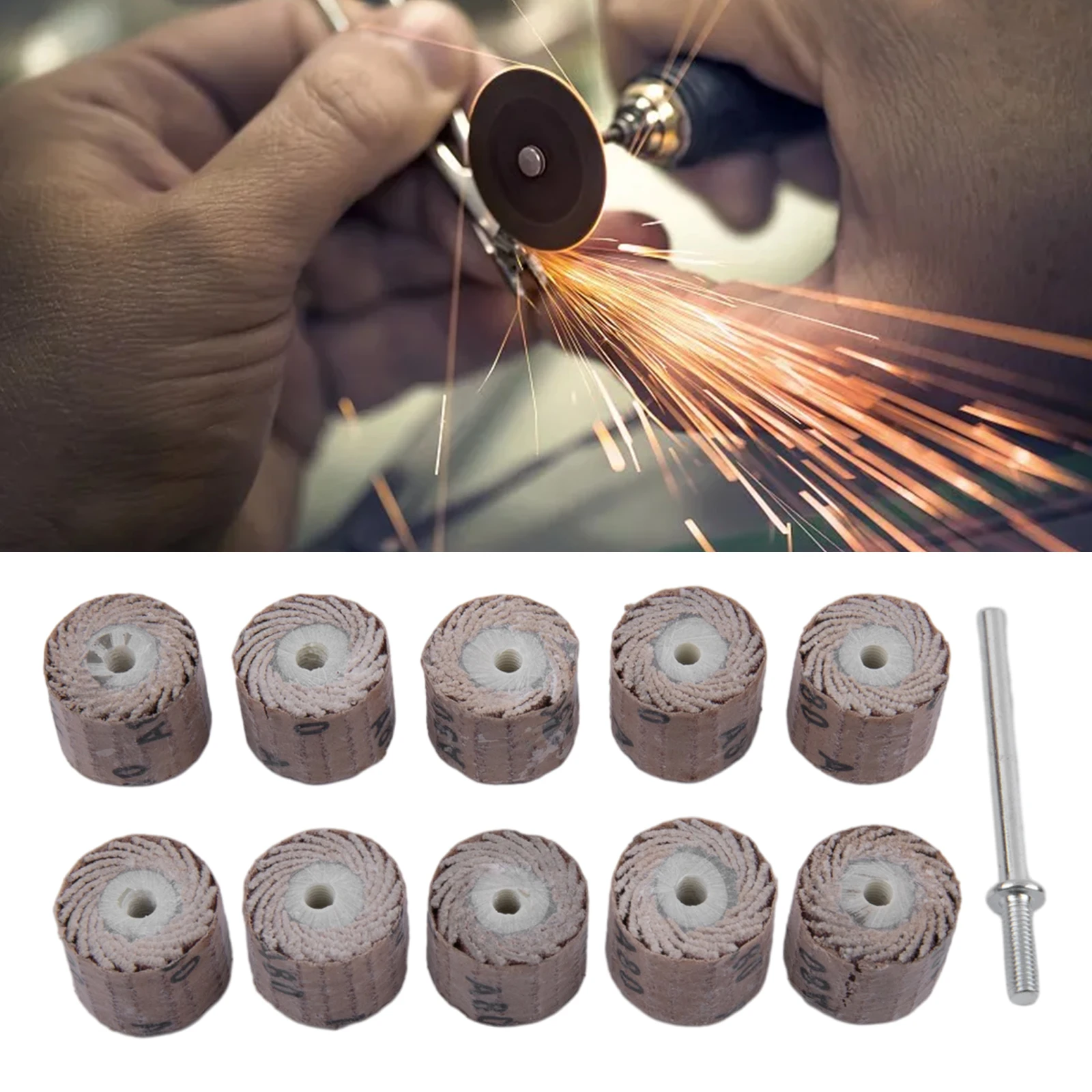 

10PCS Flap Wheel Disc 3mm Shank Diameter 80-600Grit Gauzer Sanding Drill Sanding Pads Polishing Abrasive Tool Accessories