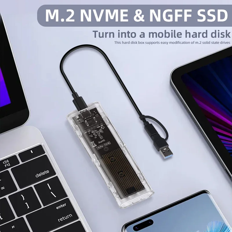   Ŭ ϵ ũ ̽, M.2 10Gbps NVME PCIe 5Gbps NGFF SATA   SSD ڽ, 2230, 2242, 2260/2280