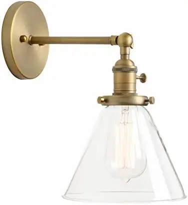 

Sconce with Funnel Flared Glass Clear Glass Shade 1-Light Sconce Lamp (Antique) Wall sconces Picture light Weird home decor Ba