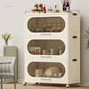 Nordic Multi-functional Home Portable Storage Cabinets Small Apartment Kitchen Cabinets Multi-layer Kitchen Cabinet with Pulleys 1
