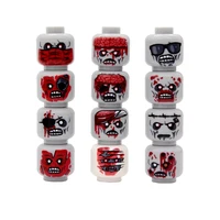 MOC Military Zombie Injured Face Accessories Building Blocks WW2 Soldiers Figures Head Emotional Weapon Parts Mini Bricks Toys 1