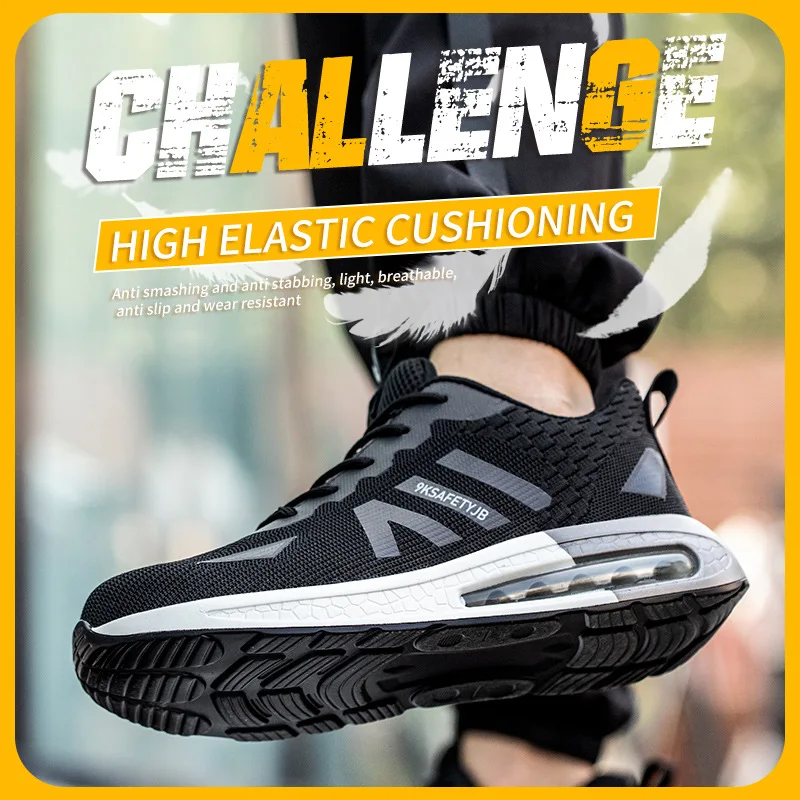 

Safety Shoes Breathable and Fly Woven Labor Protection Shoes Lightweight and Wear-resistant Outdoor Sports Safety Shoes