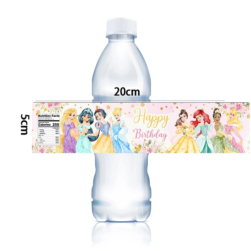 thumbnail image 1 of Etiquetas para envolver botellas de agua de Frozen, Anna y Elsa, etiquetas de cumpleaños, pegatinas, Blancanieves, Cenicienta, princesas, decoración para fiestas de cumpleaños infantiles, 1 of 5