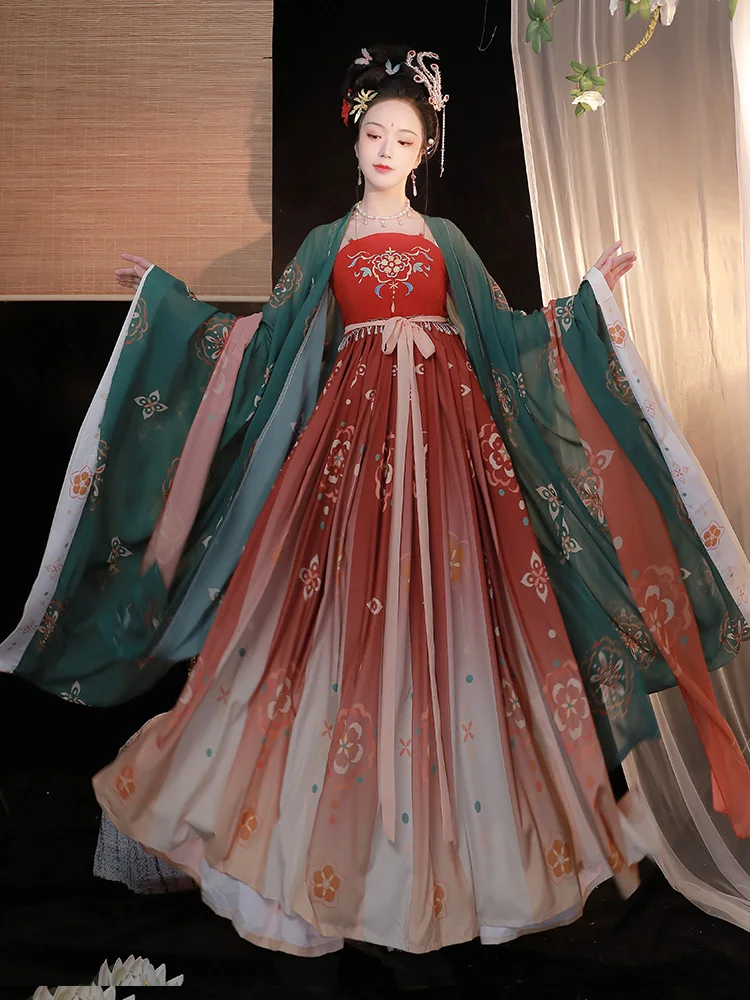 

Trailing Dress Traditional Chinese Women's Hanfu Clothing Stage Outfit Cosplay Stage Wear Costume Empress Suit green hanfu
