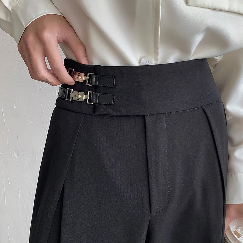 Men Suit Pants Oversized Loose Straight Wide Leg Office Formal