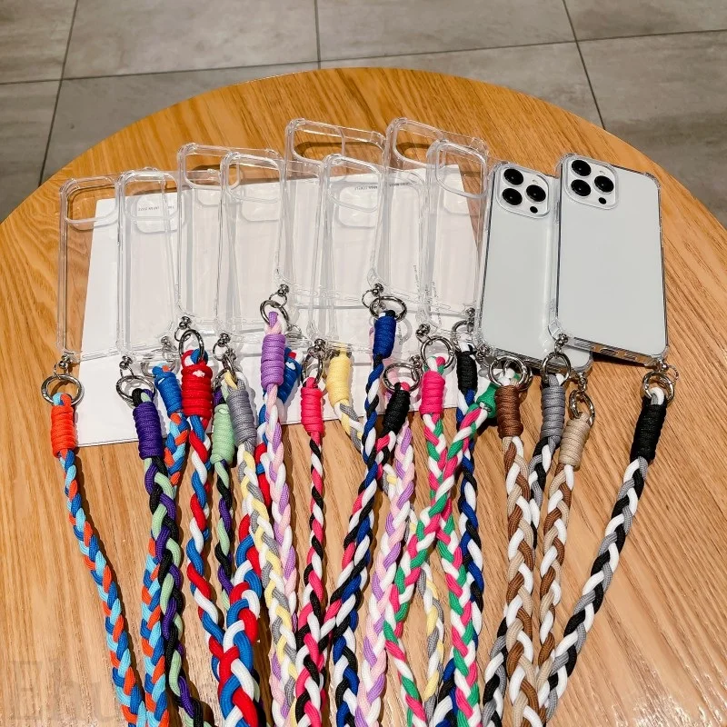 Braid Strap Crossbody Lanyard Transparent Soft Case Cover