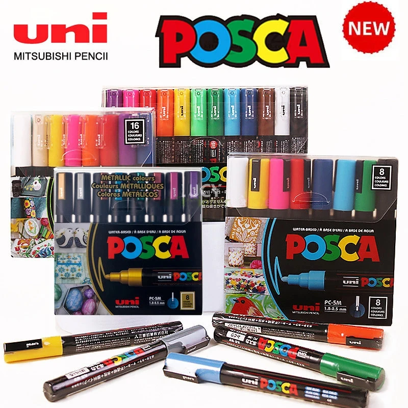 100 UNI POSCA PAINT MARKER PEN LARGE SET, 8k, 1M, 350, 5M, 17K