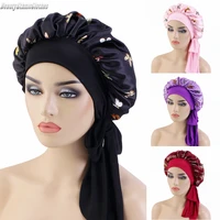 Beautiful Butterfly Printed Satin Bonnet Adjuestable Elastic Bandanas Cap Women Turban Headwrap Headscarf African Headwear 1