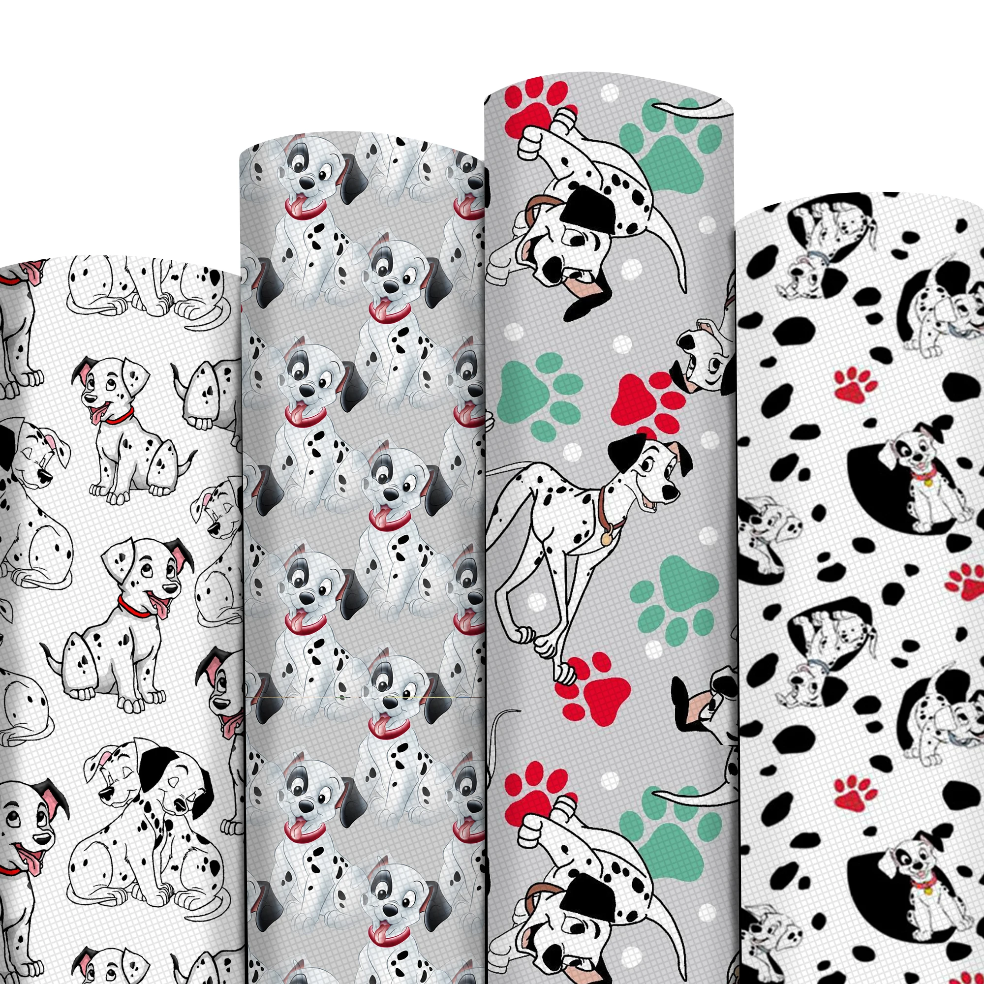 Cartoon Dog Print Lychee Texture Faux Leather Sheet 101 Dalmatians Synthetic Leatherette Vinyl Fabric for DIY Accessories