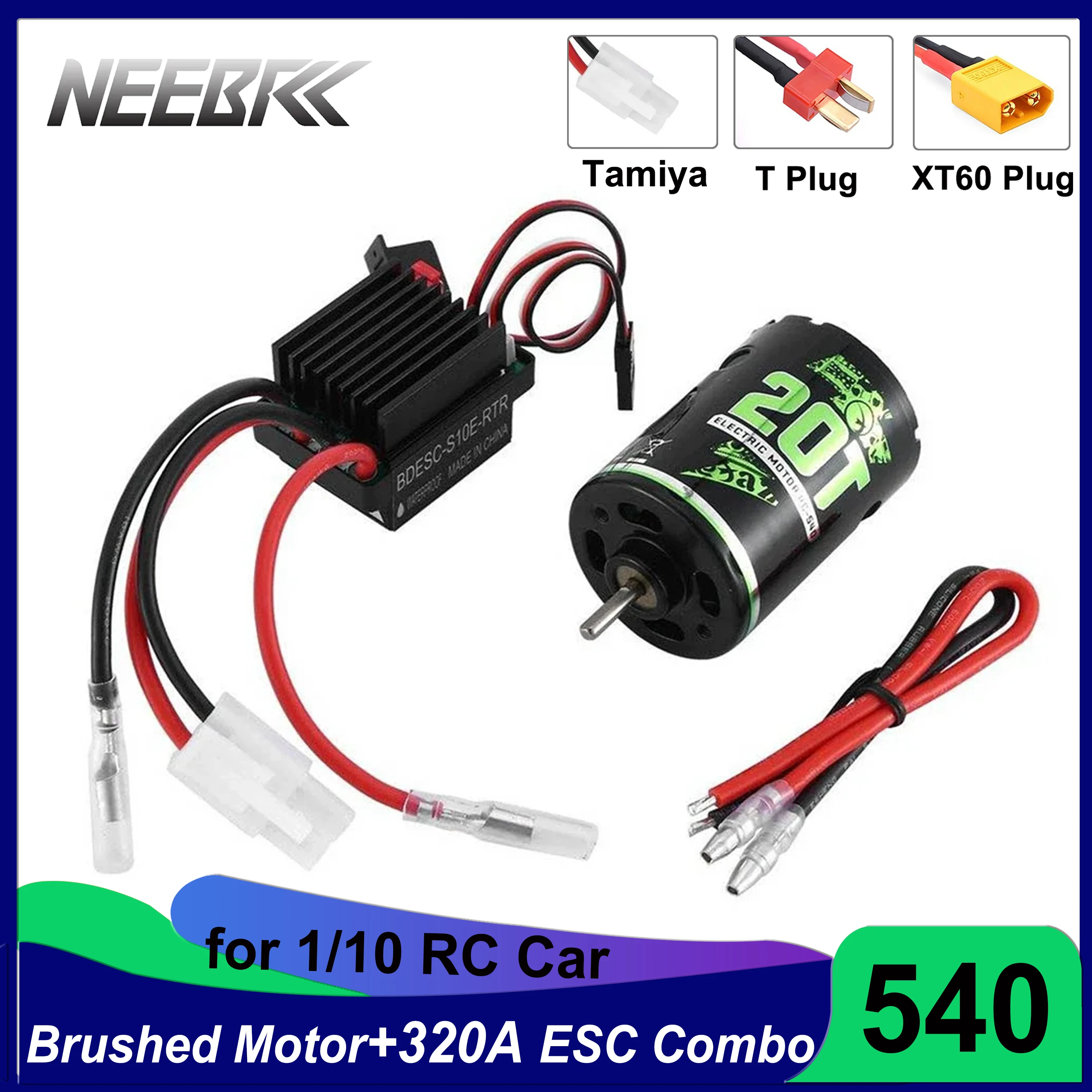 WANGCL 320A Spazzolato ESC Motore Spazzolato Regolatore di velocità Elettrico con T Plug BEC Uscita 5.6V/2A per Tamiya RC Auto Monster Truck Crawler Truck RC Barca