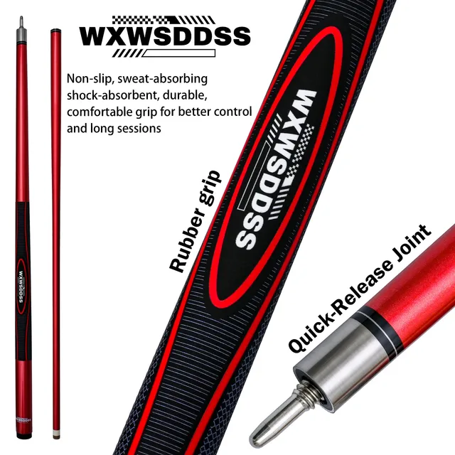 WXWSDDSS Pro 13mm Low Deflection Glassfiber Pool Cue Shaft Leather Tip Quick Release Joint Rubber Grip 9 Ball Carom 1