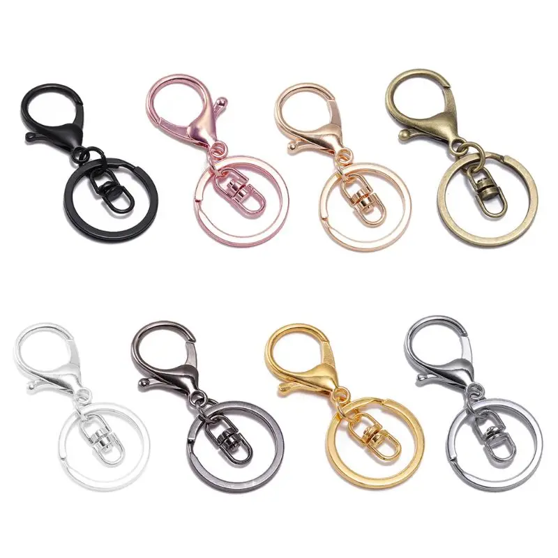 

E15E 10Pcs Metal Swivel Clasp for KEY Ring Metal Lobster Claw Clasp Keychain Jewelry