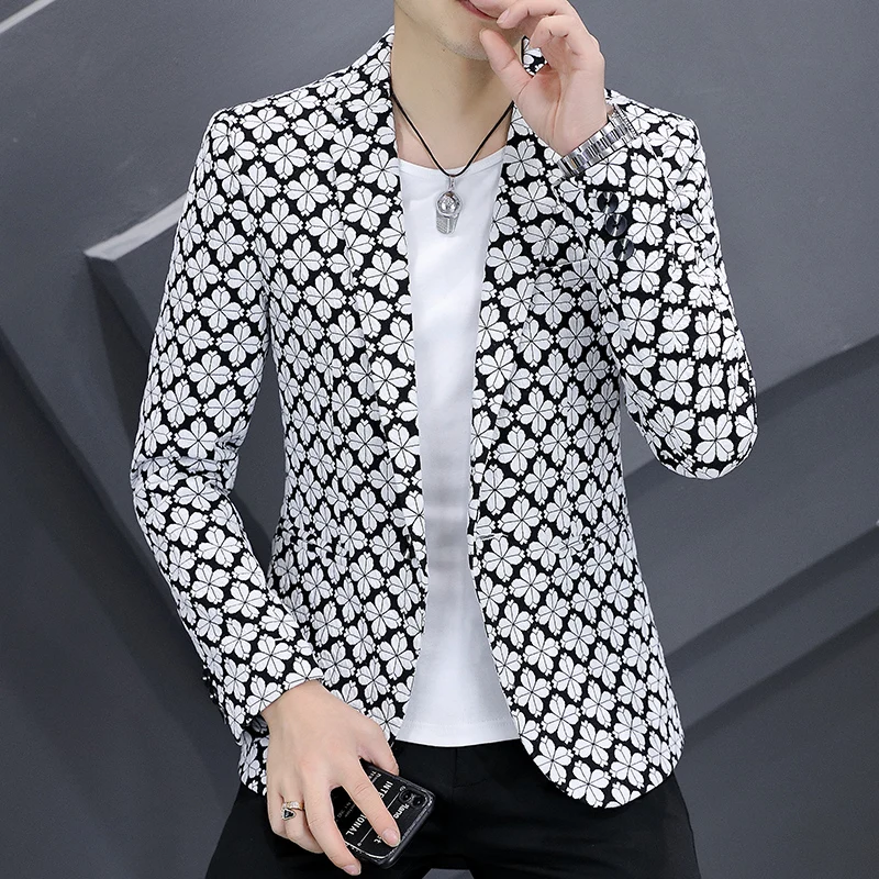 

2023 Autumn Korean Suit Jacket for Men Slim Fit Casual Men Blazers Fashion Social Hairstylist Jackets Streetwear Men Clothing