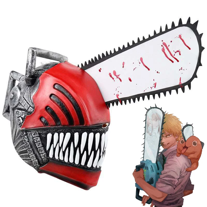 

Chainsaw Man Mask Cosplay Anime Denji Pochita Mask Chainsawman Role Saw Latex Helmet Halloween Props Accessories for Adult Gift