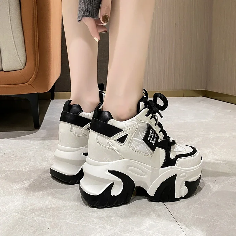 High Platform Sneakers Women 2023 Thick Sole Sports Ladies Trainers Vulcanized Shoes Woman Chunky Sneakers Zapatillas Mujer 10CM