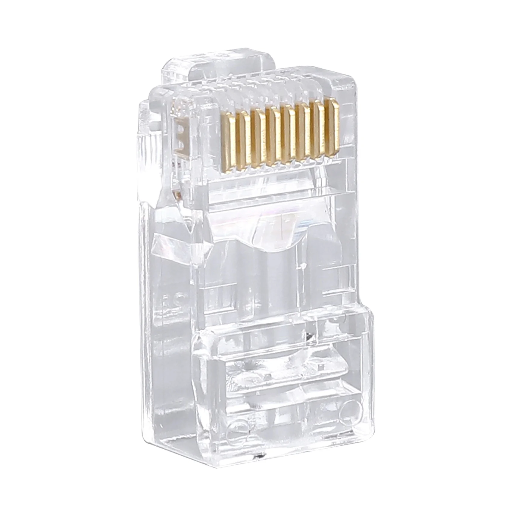 

Перфорированный соединитель Ethernet категории 5 RJ45 с отверстием 8P8C, Cat5, неэкранированный, позолоченный, кристальная головка (100 шт.)