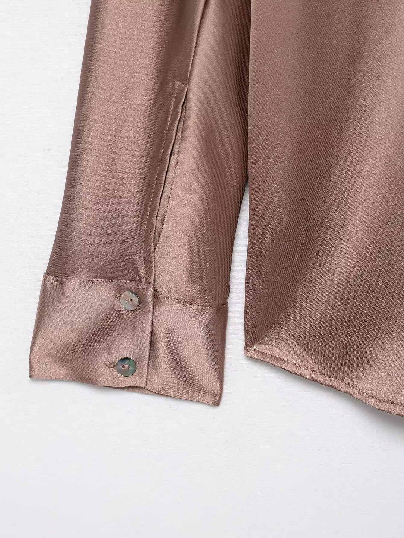 Women's Elegant Satin Shirts Spring Autumn New Female Single-Breasted Lapel Full Sleeve Shirt Lady Fashion Ol Solid Blouse