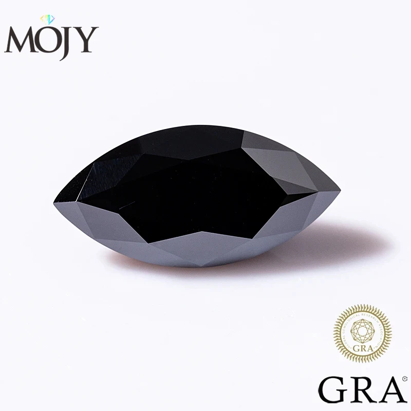 

MOJY Marquise Cut Moissanite Stone 0.5~3.0ct Black Color Lab Loose Gems Pass Diamond Tester with GRA Certificate Fine Jewelry