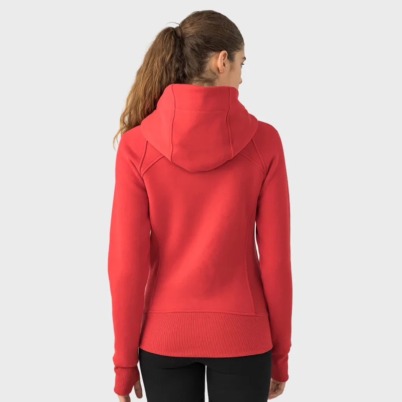 Women Winter New Gym Thick Warm Sport Yoga Running Jacket Fitness Windproof Long Sleeve Zipper Hooded Sweatshirts With Pockets 2