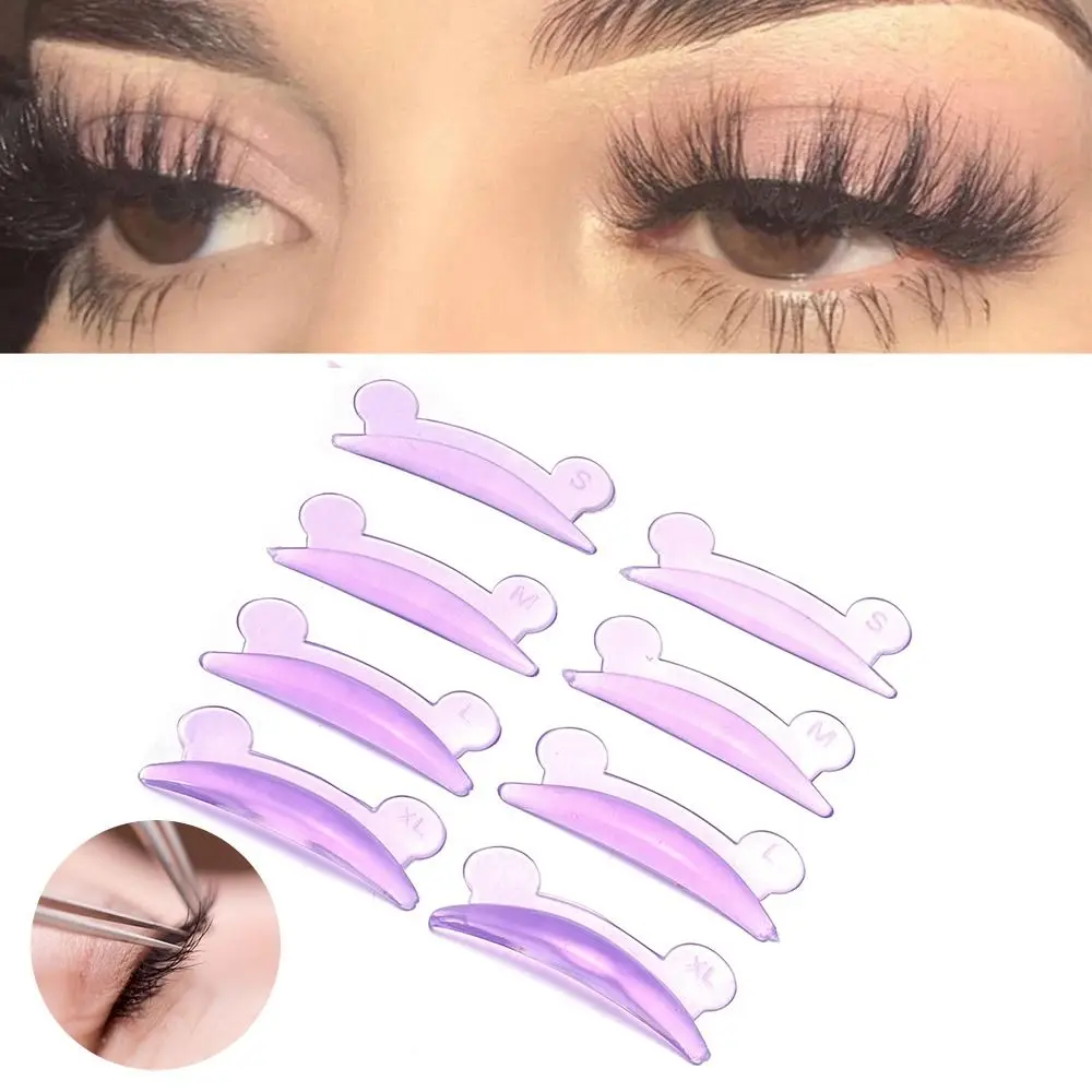 Purple Eyelash Extension Silicone Pads Bear Shape Lash Lift Perm Pad 3D Eyelash Curler Accessories Makeup Beauty Tools 4 Pairs Eyelash Accessories