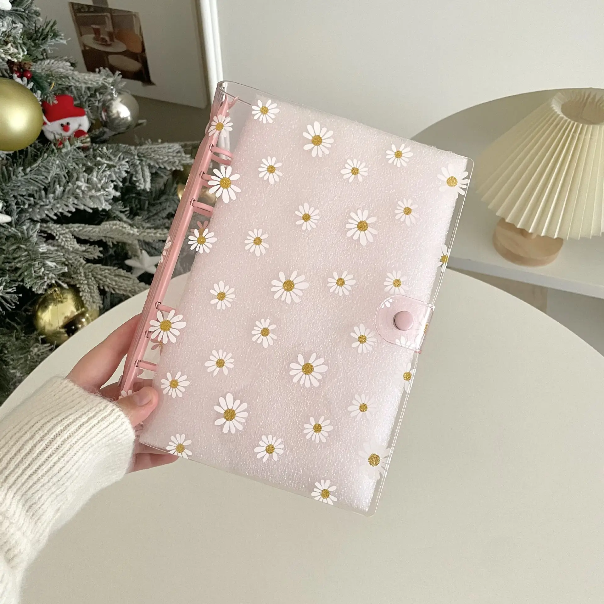Transparen Daisy A5 Binder Kpop Photo Album Organizer Photocard Collect Book Cover with 6 Rings Journal Diary School Supplies