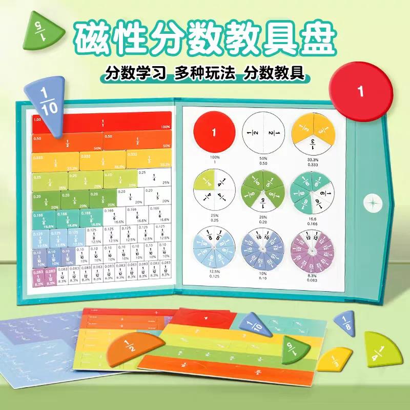 Montessori Enlightenment with Fun Arithmetic Teaching Aid Cognitive Educational Toys Magnetic Fraction Puzzles for Math Mastery - 3