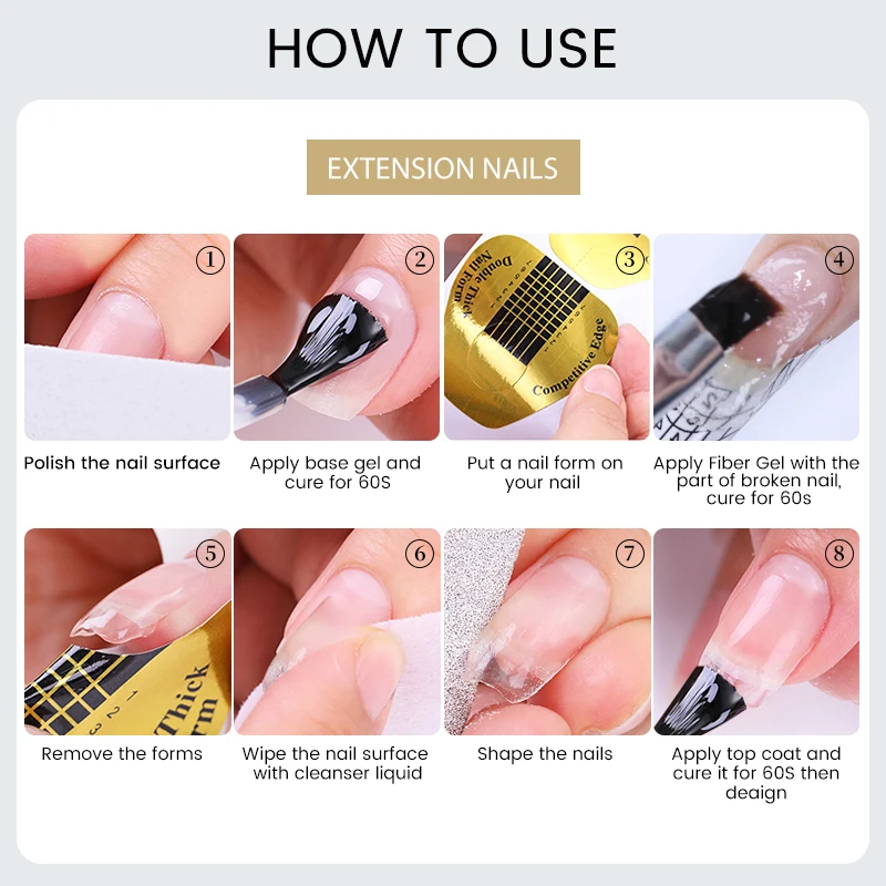 BORN PRETTY 30ml Fiber Glass Extension Nail Gel Repair for Broken Thicken Thin Nails Manicure Fiberglass Repaired Nails 6