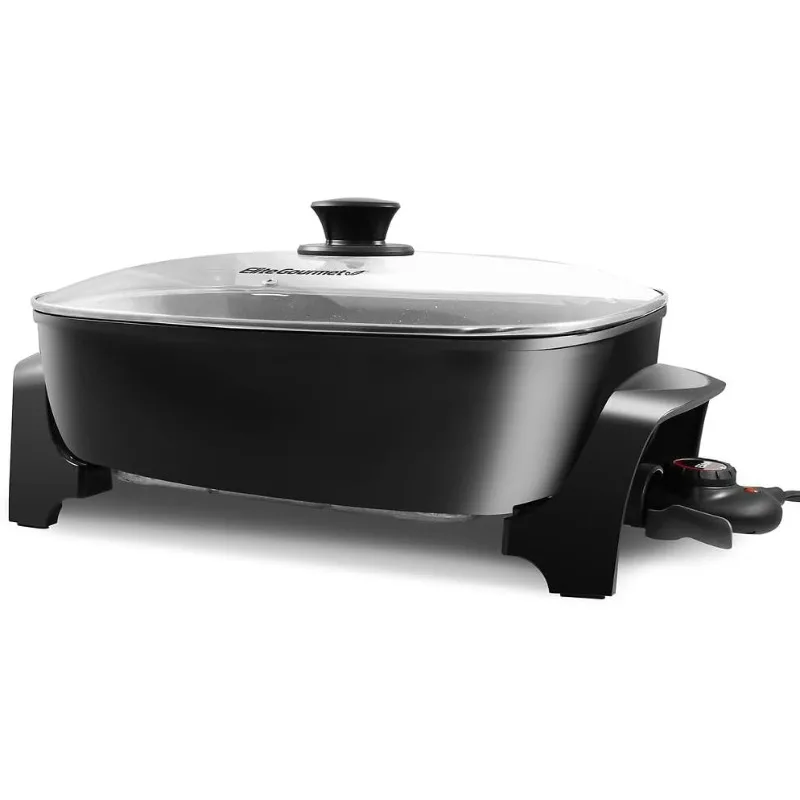 16"x13"x3.2" (10.5Qt.) Scratch Resistant, Easy Pour Spout Dishwasher Safe, Non-stick Electric Skillet with Glass Vented Lid 5