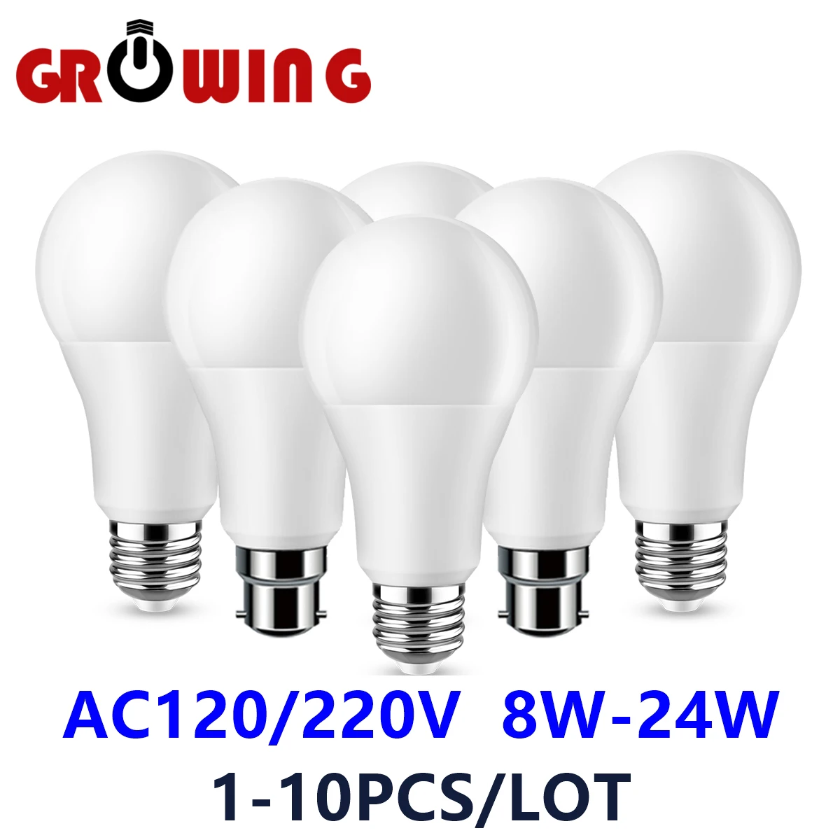 

1-10PCS Led Bulb Lamps E27 B22 AC120V AC220V Light Real Power 8W 9W 10W 12W 15W 18W Warm White Cold White Lampada For Home