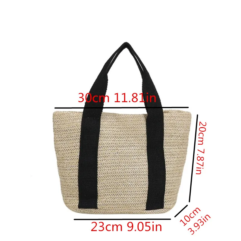 Chic Straw Woven Beach Tote Bag for Women Lightweight Woven Handbag Shoulder Bag, Perfect for Summer Vacations Pool Days, Travel
