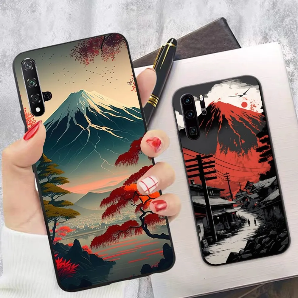 

Japanese Aesthetic Mount Fuji Landscape Phone Case For Huawei P 8 9 10 20 30 40 50 Pro Lite Psmart Honor 10 lite 70 Mate 20lite
