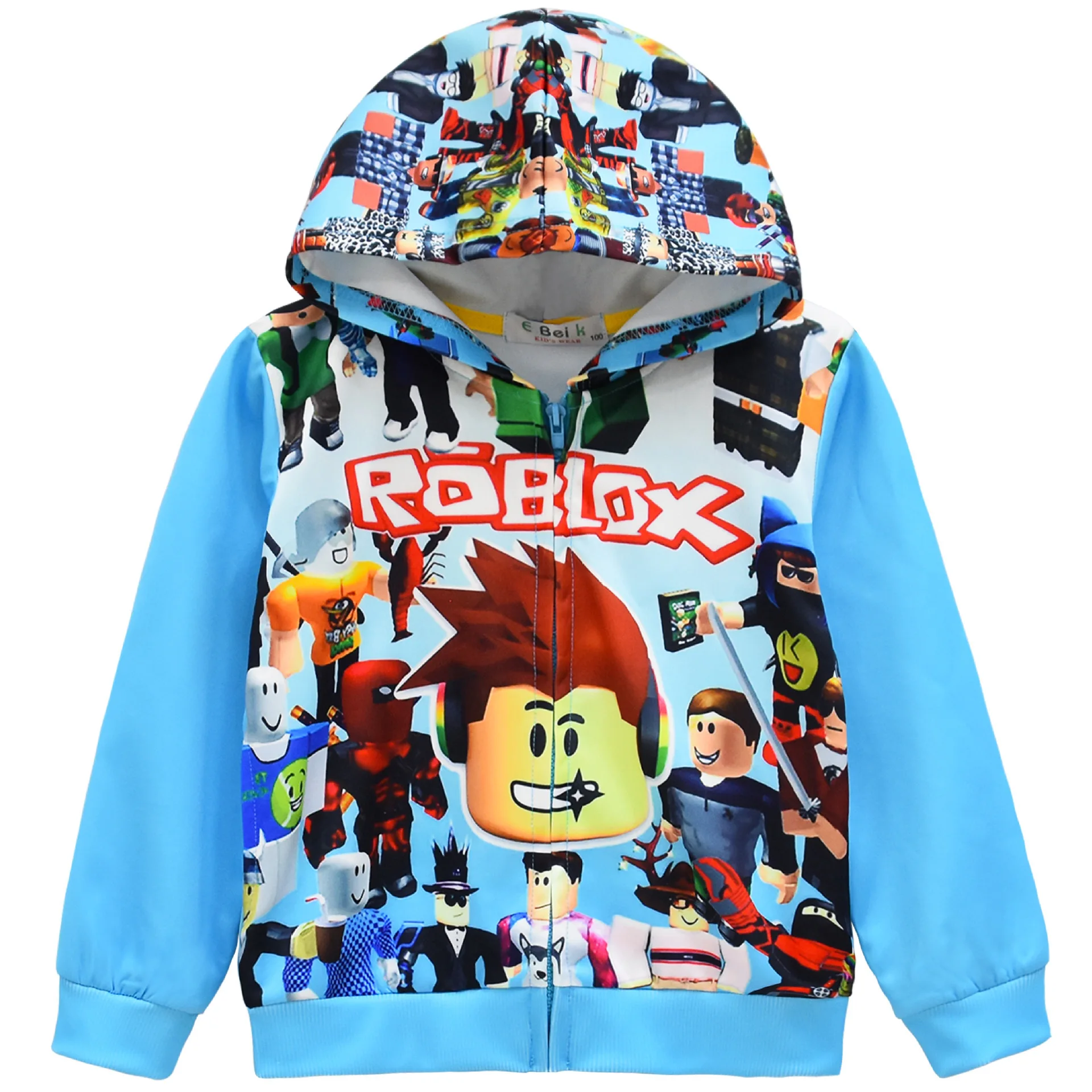 

2024 Roblox Cartoon Game Children's Jacket Zipper Hooded Cardigan Jacket Children's Clothing Children's Top and Bottom Set