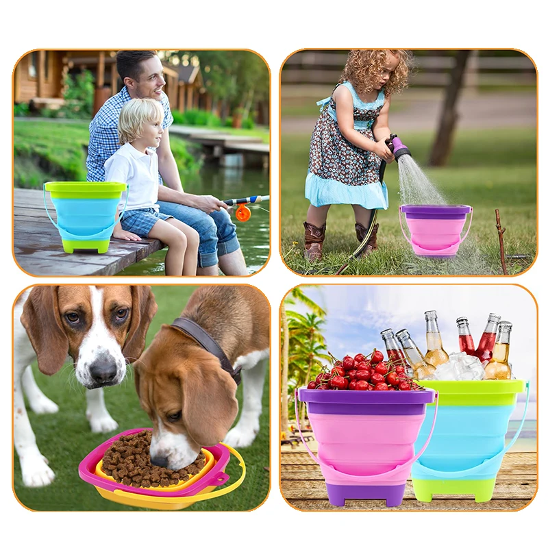 Children Summer Sand Playing Toys Plastic Seaside Outdoor Folding Bucket Water Gun Entertainment Over 3 Years Old Kids Gifts TMZ 5