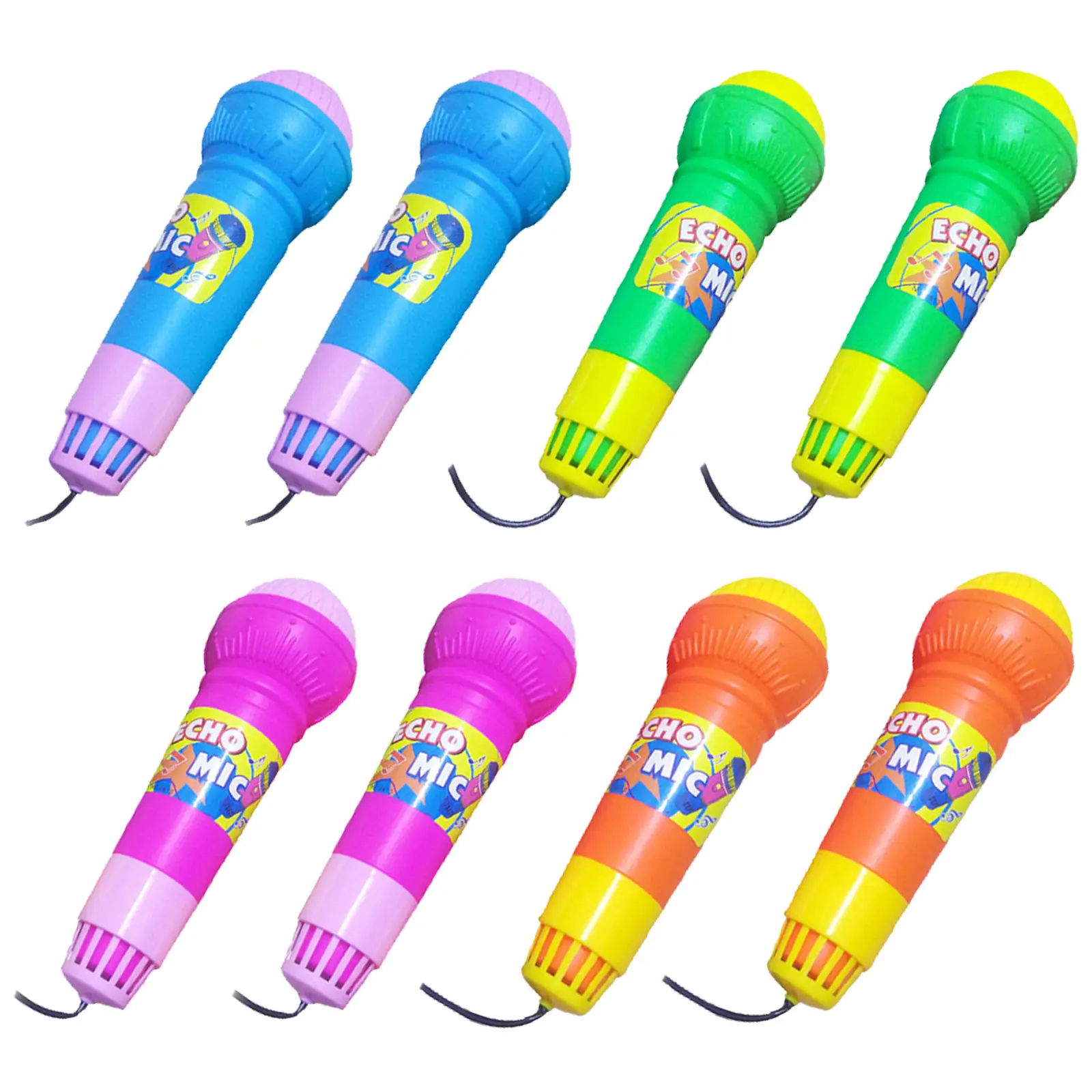 8Pcs 시뮬레이션 마이크 소품 높은 내마모성 플라스틱 어린이 가라오케 파티 선물 가벼운 에코 마이크 척 놀이용