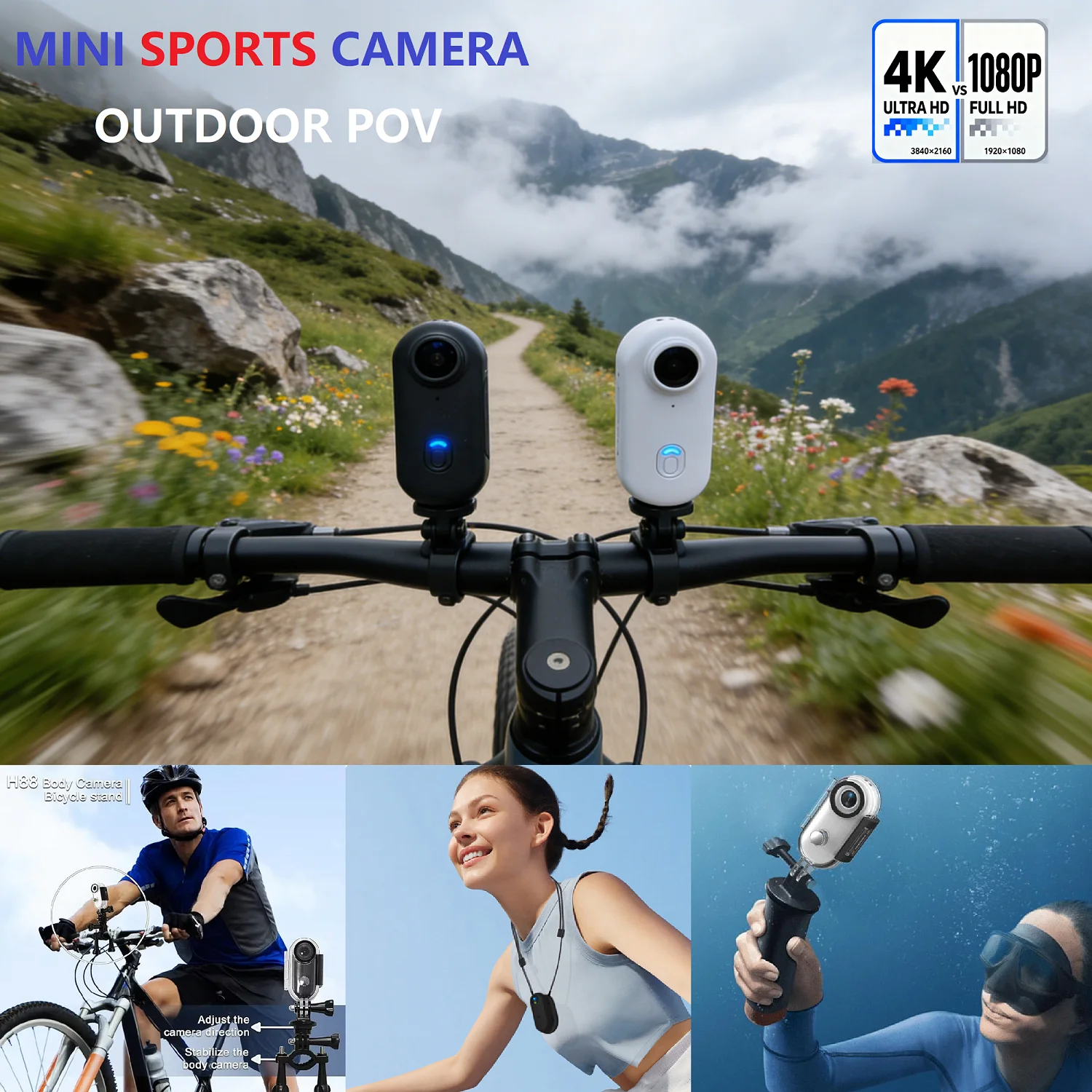 Caméra Action 4K UHD Pro avec Carte TF 64 Go - Sport Extrême