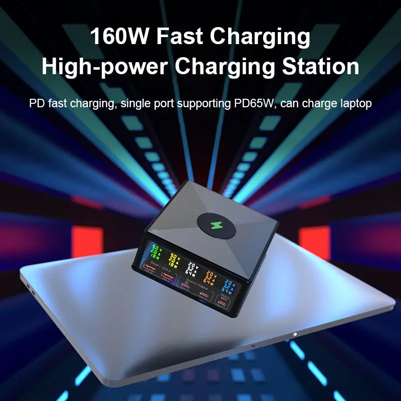 BlitzWolf USB PD 데스크탑 충전기, 868H, 160W, 5 포트, 듀얼 USB-A QC3.0, 듀얼 PD65W, C타입, 65W, 15W, 10W, 7.5W, 5W